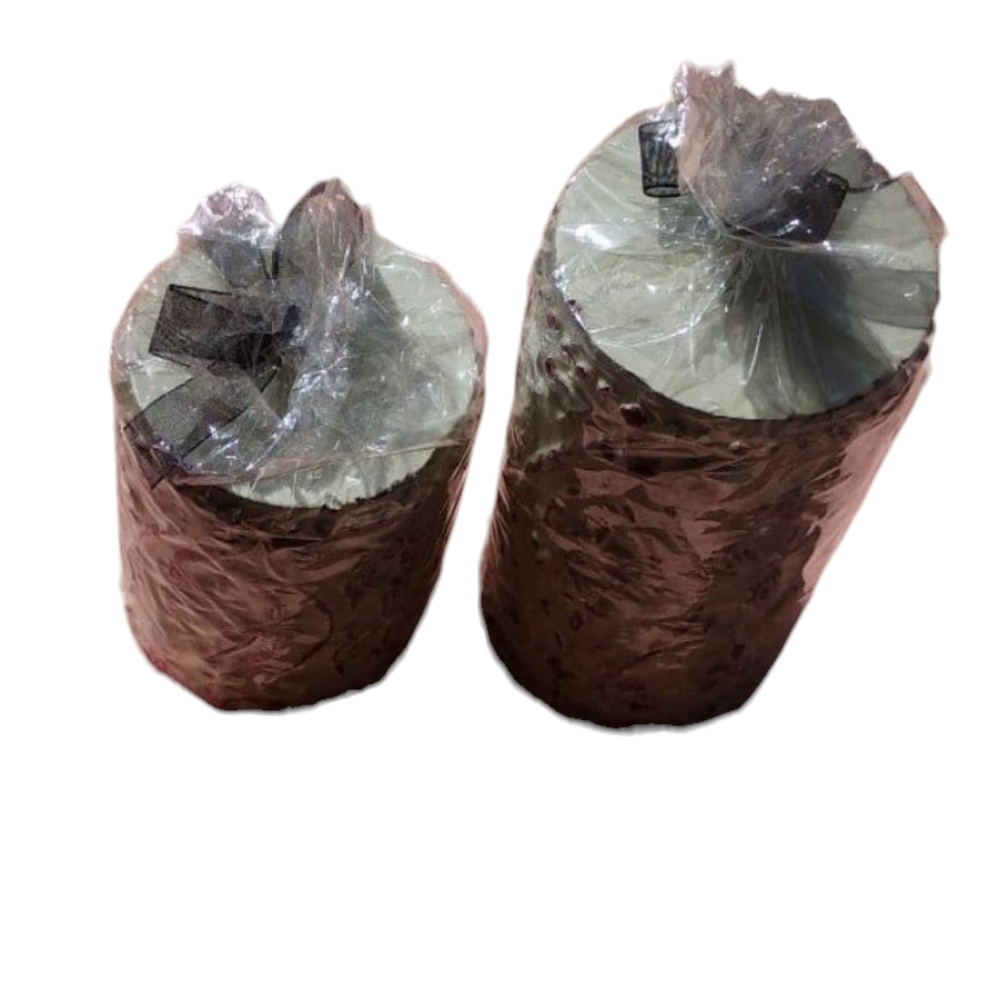 Silver Foil Roll Set Of Candles One Tall One Short New In Wrapped Package